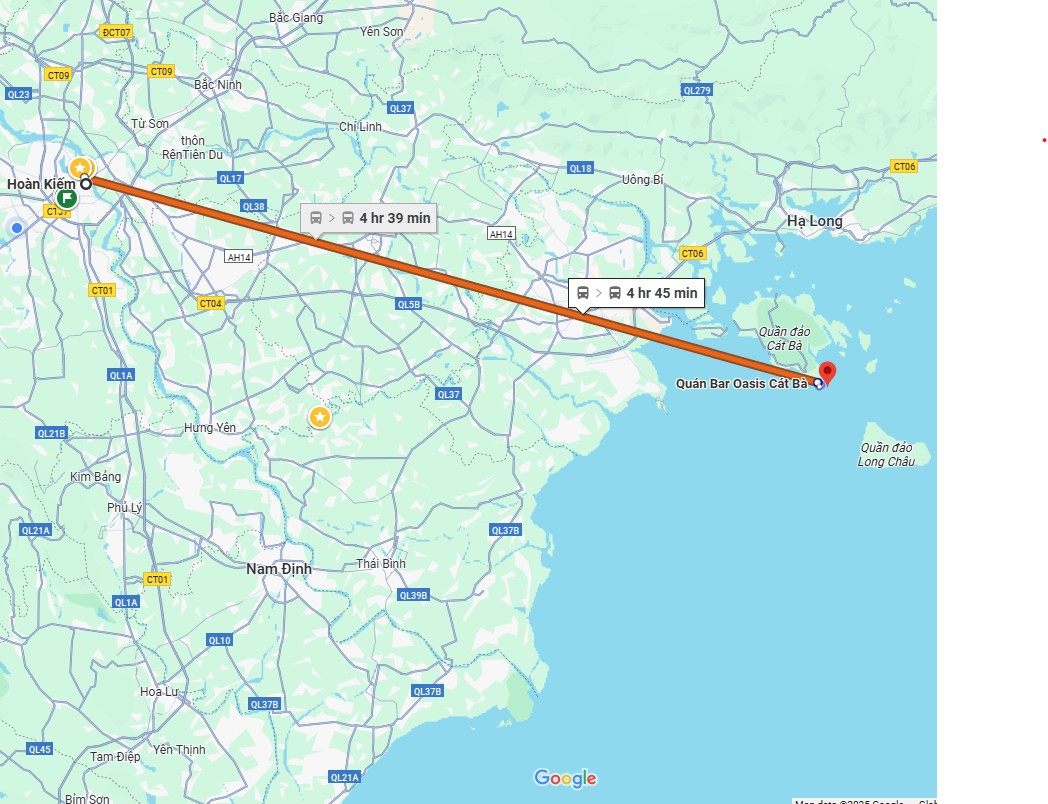 Hanoi - Cat Ba Island Route