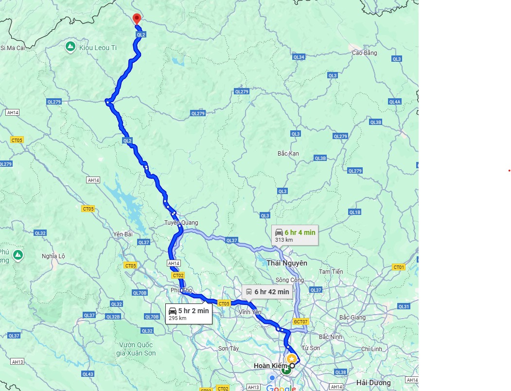 Overview of the Hanoi → Ha Giang Route